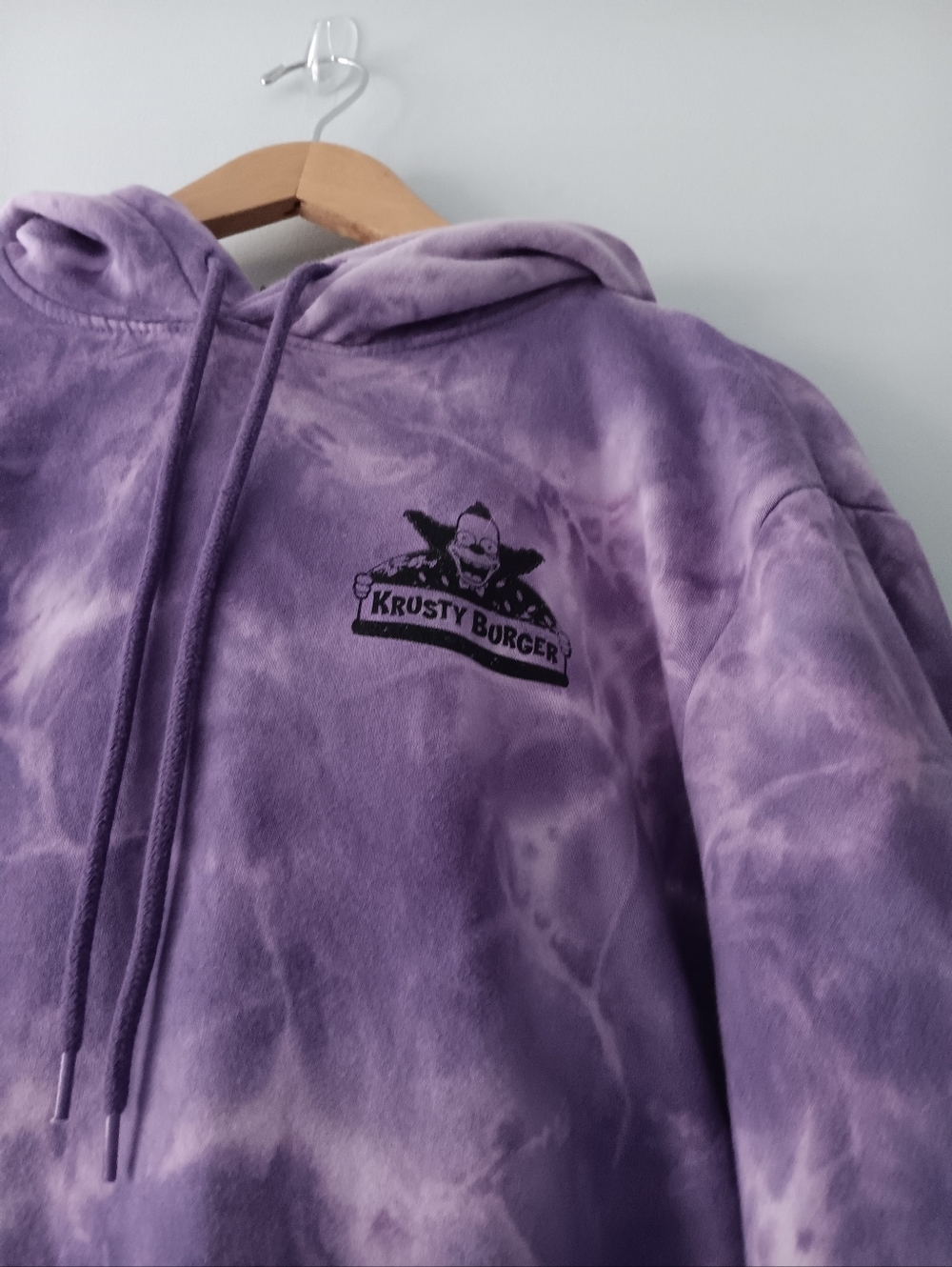H&M The Simpsons Purple Tie Dye Krusty Burger Graphic Hoodie Kangaroo Pocket M - Picture 3 of 7